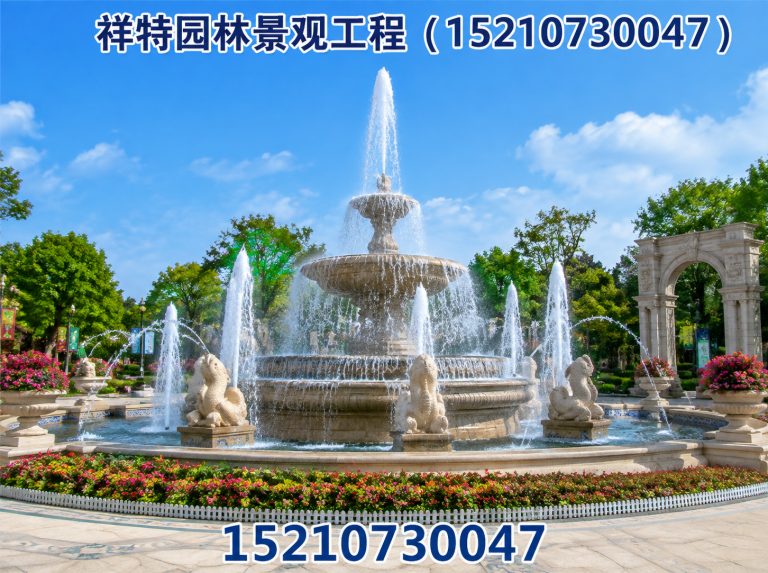 安国市人工湖喷泉展示图